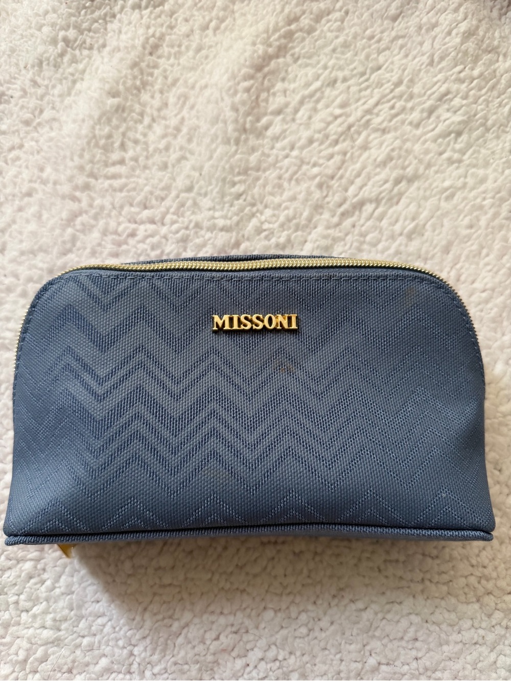 Missoni x Delta One First Class Luxury Amenity Kit Blue Chevron Toiletry Bag